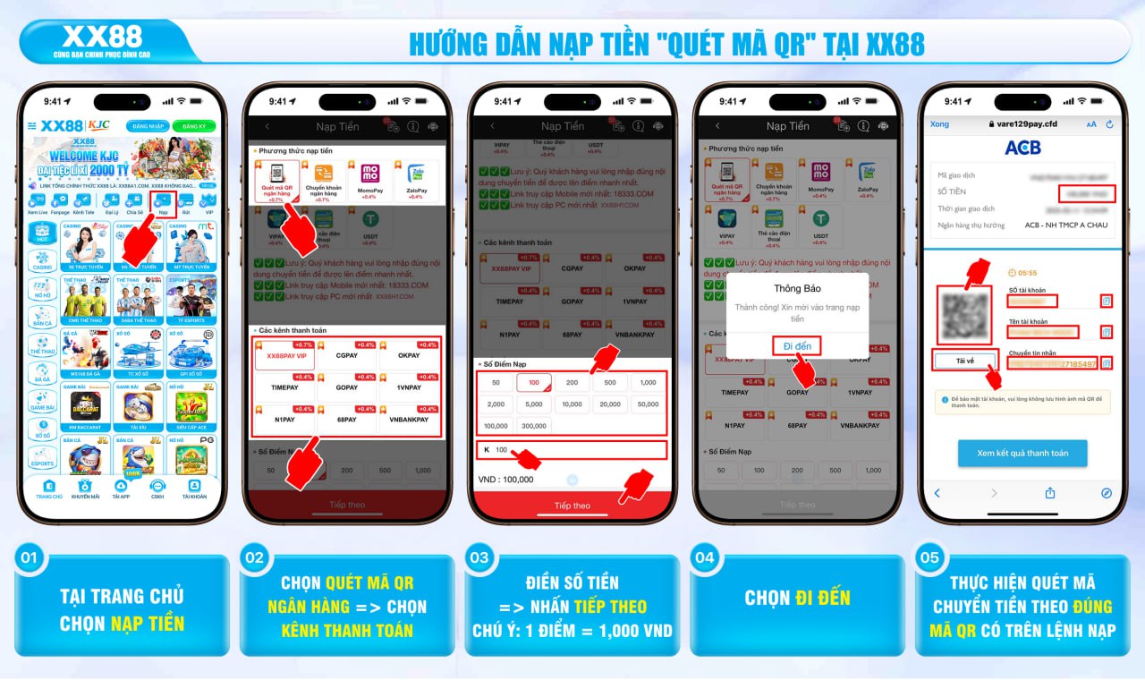 Cách nạp tiền QR XX88