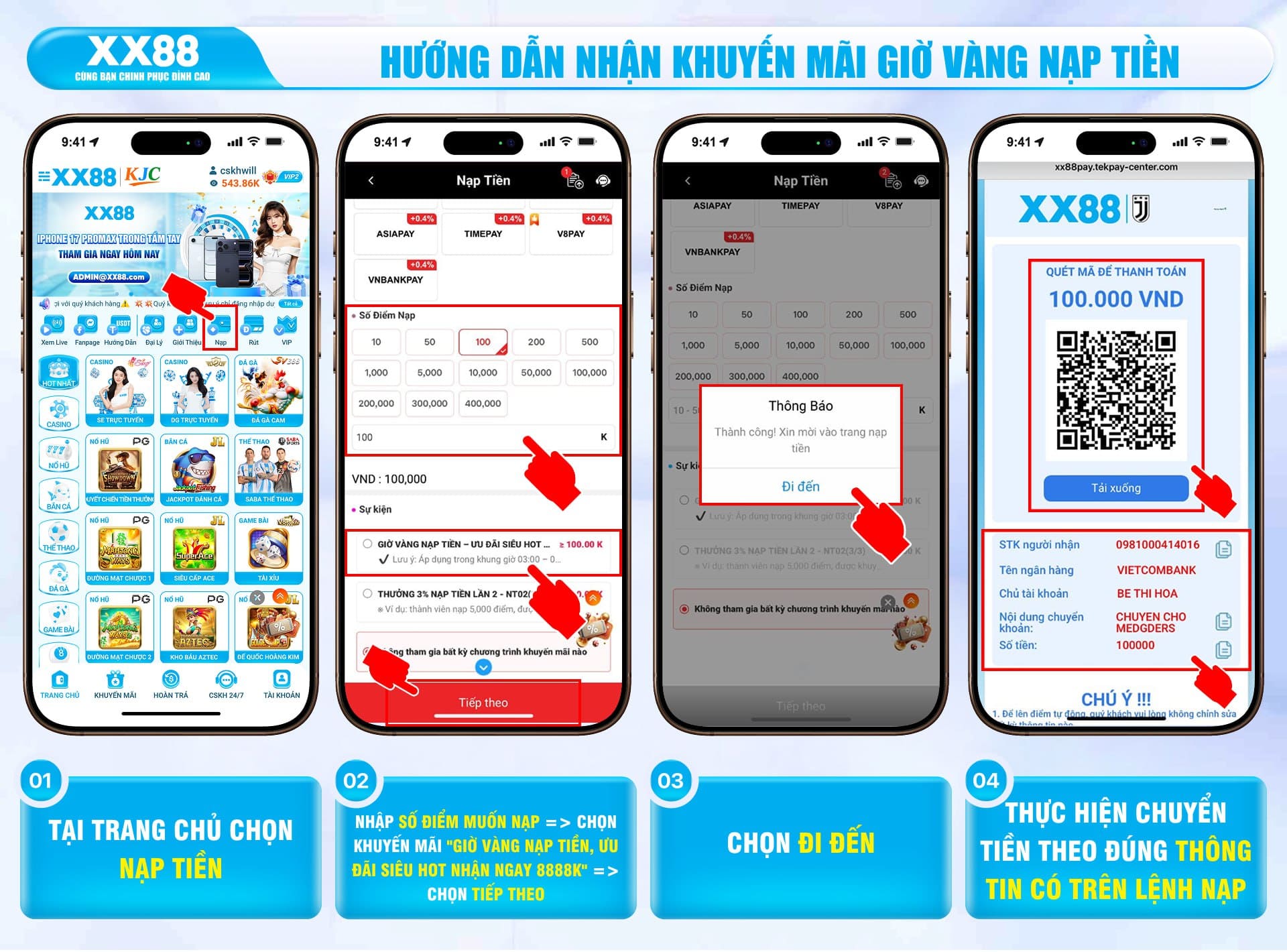 Cách nhận khuyến mãi XX88